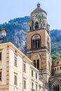 Amalfi cathedral bell tower at Piazza del Duomo, Amalfi, Italy Royalty Free Stock Photo