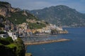 Amalfi cityscape on coast line of mediterranean sea, Italy Royalty Free Stock Photo