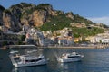 Amalfi cityscape on coast line of mediterranean sea, Italy Royalty Free Stock Photo