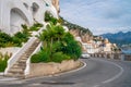 Amalfi cityscape on coast of mediterranean sea, Italy