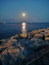 Amalfi cityview at night in Italie. Moon light Royalty Free Stock Photo