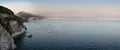 Amalfi Coast and boats sailing in the Gulf of Salerno