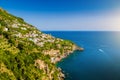 Amalfi Coast with Gulf of Salerno in beautiful evening light, Campania, Italy