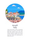 Amalfi Coast, Italy. Seaside resort town. Vector illustration.