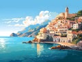 Amalfi coast scenery Italy beautiful, presentation pictures, Illustration, Generative AI