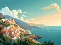 Amalfi coast scenery Italy beautiful, presentation pictures, Illustration, Generative AI