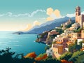 Amalfi coast scenery Italy beautiful, presentation pictures, Illustration, Generative AI