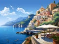 Amalfi coast scenery Italy beautiful, presentation pictures, Illustration, Generative AI