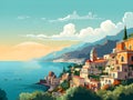 Amalfi coast scenery Italy beautiful, presentation pictures, Illustration, Generative AI