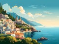 Amalfi coast scenery Italy beautiful, presentation pictures, Illustration, Generative AI