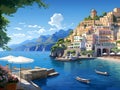 Amalfi coast scenery Italy beautiful, presentation pictures, Illustration, Generative AI