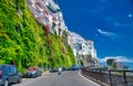 AMALFI, ITALY - JULY 1, 2021: Road to Amalfi in summer season, Amalfi coast