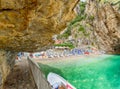 Landscape with amazing Marina di Praia beach at famous amalfi coast, Italy Royalty Free Stock Photo