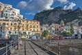 Amalfi central square with tourist buses near the pier Royalty Free Stock Photo