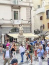 Amalfi, Italy, September 26, 2023: Fountain with the figure of Saint Andrew in the Cathedral Square of Amalfi Royalty Free Stock Photo