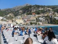 Amalfy coast, Campania. Italy. April 26, 2017. A boat salling in the Amalfy coast