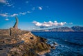 The Amalthea`s Horn sculpture  located at the port of Agios Nikolaos. Royalty Free Stock Photo