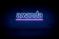 Amanda - blue neon announcement signboard Royalty Free Stock Photo