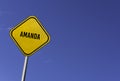 Amanda - yellow sign with blue sky background Royalty Free Stock Photo