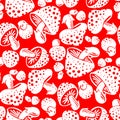 Amanita agaric mushroom seamless pattern