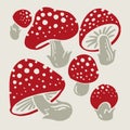 Amanita agaric mushroom vector elements