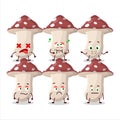 Amanita cartoon in character with nope expression