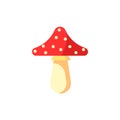 Amanita in flat design. Mushroom icon on isolated white background. Vector stock illustration Royalty Free Stock Photo