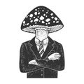 Amanita head businessman sketch vector