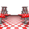 Amanita and playing cards on the chessboard
