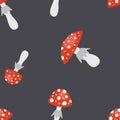 Amanita. Seamless pattern. Mushroom Cartoon flat vector