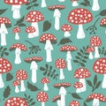 Amanita vector seamless pattern