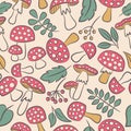 Amanita vector seamless pattern Royalty Free Stock Photo