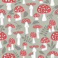 Amanita vector seamless pattern