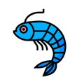 Amano Shrimp prawn blue icon vector illustration