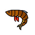 Amano Shrimp prawn brown icon vector illustration