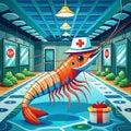 Amano Shrimp prawn delightful swims hospital hat vector