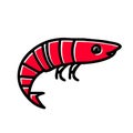 Amano Shrimp prawn red icon vector illustration