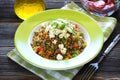 Amaranth and Buckwheat with vegetables and feta cheese Royalty Free Stock Photo