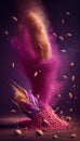 Amaranth Seeds Creatively Falling-Dripping Flying or Splashing on Dark Background Generative AI