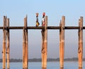 Famous U Bein teak bridge in Mandalay Division, Myanmar