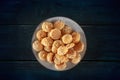 Amaretti, traditional Italian almond cookies, shot from the top