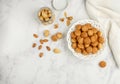 Amaretti-traditional Italian almond cookies in a white plate