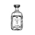 Amaretto bottle, retro hand drawn vector illustration. Royalty Free Stock Photo