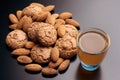 Amaretto cookies: typical Italian food on black background Royalty Free Stock Photo