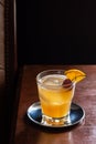 Amaretto Sour Cocktail in Dark Luxurious Bar Royalty Free Stock Photo