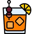 Amaretto sour cocktail icon, Alcoholic mixed drink vector Royalty Free Stock Photo