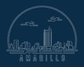 Amarillo - Cityscape with white abstract line corner curve modern style on dark blue background, building skyline city vector