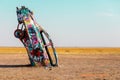 AMARILLO, TEXAS, USA - June 21, 2020 : Cadillac Ranch in Amarillo. Cadillac Ranch is a public art installation of old car wrecks Royalty Free Stock Photo