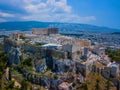 Amasing aerial view to The Parthenon Temple at the Acropolis of Athens, Greece Royalty Free Stock Photo