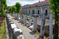 Amasra, Turkey- June 26 2021: Historical objects exhibited in the garden of the museum